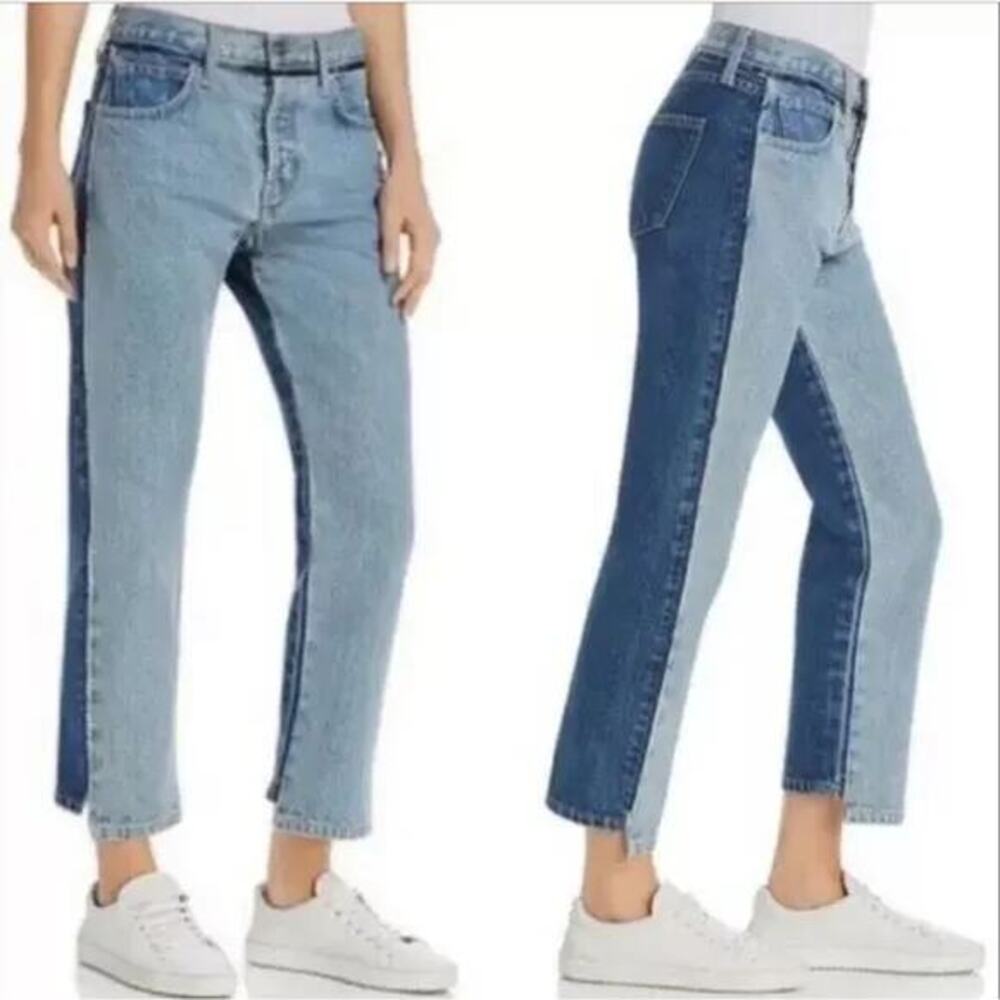 Current/Elliott Womens 31 Somera Straight Leg Jeans Blue Two-Tone‎